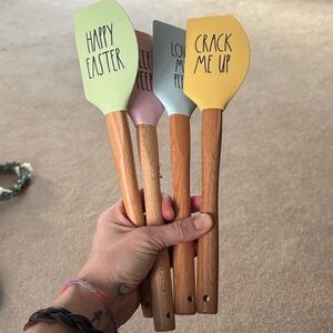 Rae Dunn Pastel Easter & Spring Silicone Spatula Set - Green Pink Blue Yellow